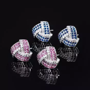 Новые модные легкие роскошные серьги-гвоздики с геометрическим дизайном, цветные серьги-гвоздики с бриллиантами цвета морской волны для женщин