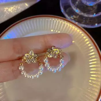 Новые модные легкие роскошные серьги с цветком из циркона, женские изысканные серьги с имитацией жемчужного облака и кисточками, высокое ювелирное искусство, подарки на вечеринку