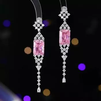 Новые модные легкие роскошные серьги высокого класса, темпераментные, изысканные, инкрустированные цирконием, серебряные серьги-иглы с длинной бахромой 925 пробы зелёный