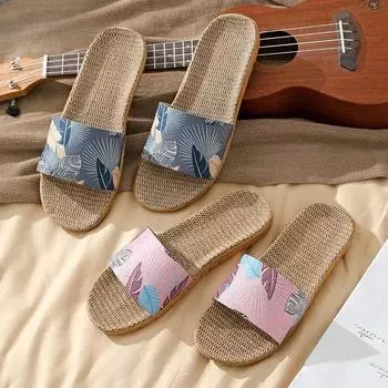 Новые модные летние льняные тапочки в стиле ретро 35 красный