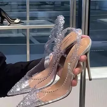 Новые модные летние пикантные элегантные элегантные женские туфли на шпильке из ПВХ с острым носком и неглубоким ртом, женская обувь на очень высоком каблуке, НЕТ:8818 34