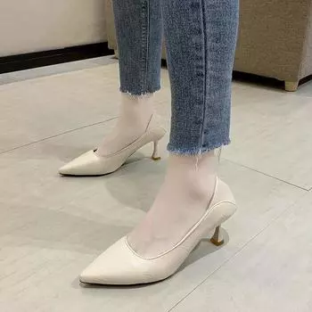 Новые модные летние пикантные элегантные туфли на высоком каблуке с острым носком и неглубоким носком, женская обувь на шпильке для банкета и свадьбы, НЕТ:Е2713 35