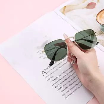 Новые модные летние женские солнцезащитные очки, большая оправа, простые солнцезащитные очки, корейская версия, многоугольные солнцезащитные козырьки для лица зелёный