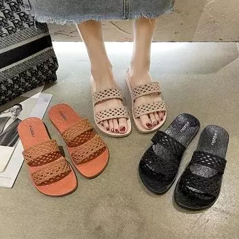Новые модные маленькие ароматные ветрозащитно-плетеные тапочки женские, летние сандалии, пляжная обувь для отдыха на море 36 оранжевый