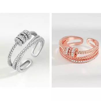 Новые модные медные открытые кольца против беспокойства, разноцветные вращающиеся стразы, женские украшения для свадебной вечеринки, 18,1 мм(Размер США 8),1PC 18.1mm