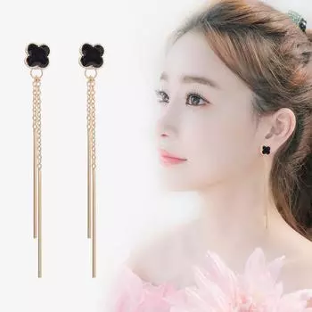 Новые модные милые серьги-гвоздики с 4 листьями для девочек и девушек серебряный