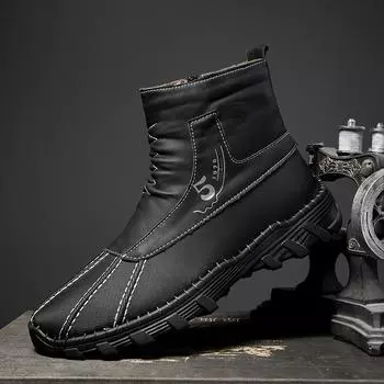 Новые модные мужские ботильоны ручной работы, высокие повседневные туфли, классические мужские ботинки для ходьбы, универсальные удобные ботинки для мотокросса 39 чёрный