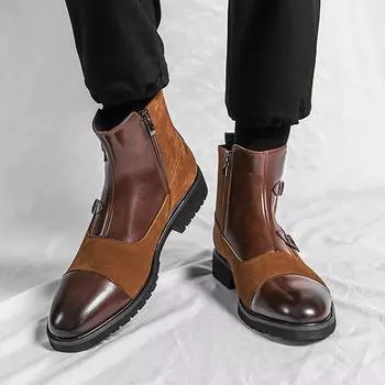 Новые модные мужские ботинки, мужские остроносые кожаные ботинки высокого качества, мужские металлические молнии, мужские формальные туфли, обувь для мужчин 38 чёрный