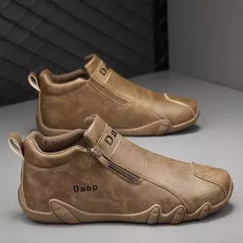 Новые модные мужские ботинки Outdoor Non Slip Vulcanized Shoes Модная удобная мужская обувь Casual High Top Sneakers Zapatos Homme 39 чёрный