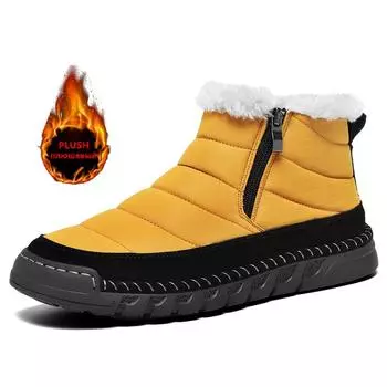 Новые модные мужские ботинки, зимние плюшевые мужские ботинки для снега, теплые меховые ботильоны, уличные нескользящие кроссовки, зимние повседневные ботинки, размер 46 38 жёлтый