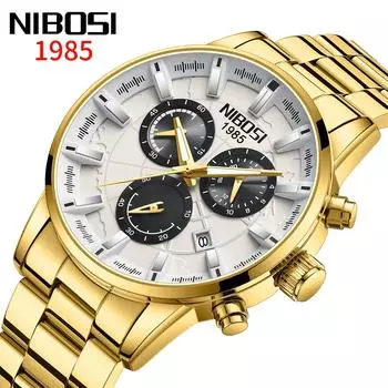 Новые модные мужские часы NIBOSI Creative Earth Literal с календарем, кварцевые часы с твердым стальным ремешком