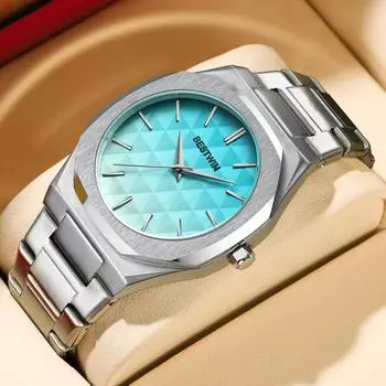 Новые модные мужские часы с рельефным циферблатом в деловом стиле