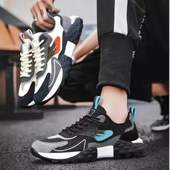 Новые модные мужские четырехсезонные удобные кроссовки с низким берцем для студентов, трендовые дышащие повседневные кроссовки для бега 39 чёрный/зелёный