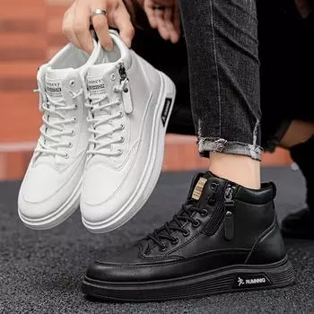 Новые модные мужские дышащие модные высокие ботинки martin на мягкой подошве, студенческая удобная рабочая обувь, кроссовки Martin с защитой труда 39 чёрный