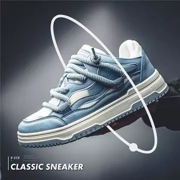 Новые модные мужские кроссовки, черные туфли на шнуровке, классическая повседневная вулканизированная обувь, мужская весенняя спортивная обувь 39 синий