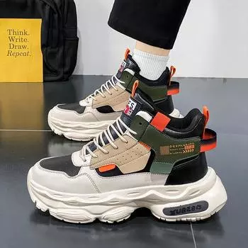 Новые модные мужские кроссовки Four Seasons High Top, удобные спортивные туфли для студентов и мальчиков, трендовые кроссовки с мягкой подошвой, дышащие, повседневные, для бега и спортзала 39 белый/чёрный