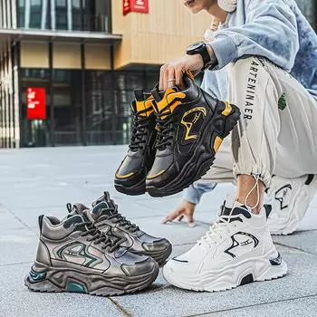 Новые модные мужские кроссовки Four Seasons High Top, удобные спортивные туфли для студентов и мальчиков, трендовые кроссовки с мягкой подошвой, дышащие, повседневные, для бега и спортзала 39 синий/белый