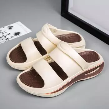 Новые модные мужские летние сандалии для отдыха на открытом воздухе, нескользящие, повседневные, мужские тапочки из ЭВА, легкая мужская обувь с толстой подошвой, основной толчок 40-41 бежевый