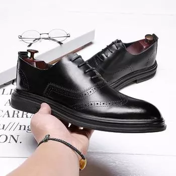 Новые модные мужские модельные туфли, индивидуальные трендовые кожаные свадебные туфли, мужские кожаные оксфорды на плоской подошве 38