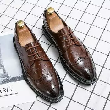 Новые модные мужские модельные туфли, индивидуальные трендовые кожаные свадебные туфли, мужские кожаные оксфорды на плоской подошве 37