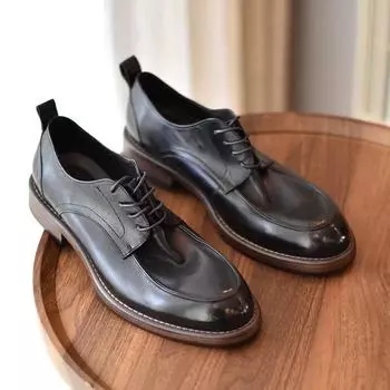 Новые модные мужские модельные туфли, индивидуальные трендовые кожаные свадебные туфли, мужские кожаные оксфорды на плоской подошве 38 чёрный