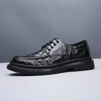 Новые модные мужские модельные туфли, индивидуальные трендовые кожаные свадебные туфли, мужские кожаные оксфорды на плоской подошве 38