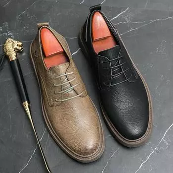 Новые модные мужские модельные туфли, индивидуальные трендовые кожаные свадебные туфли, мужские кожаные оксфорды на плоской подошве 38
