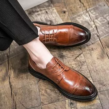 Новые модные мужские модельные туфли, индивидуальные трендовые кожаные свадебные туфли, мужские кожаные оксфорды на плоской подошве 39