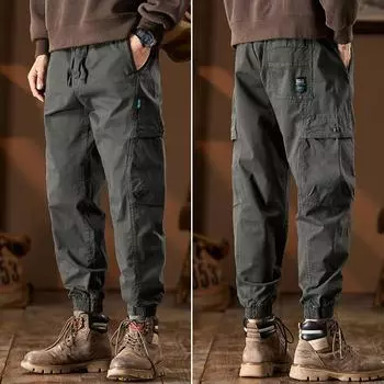 Новые модные мужские модные свободные спортивные повседневные длинные брюки M чёрный