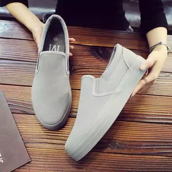Новые модные мужские мокасины без застежек, повседневная обувь, серая, утолщенная парусиновая обувь, дышащие кроссовки, вулканизированная обувь, теннисные туфли для мужчин 40
