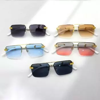 Новые модные мужские очки без оправы с двойной перемычкой, солнцезащитные очки с большой оправой, пляжные аксессуары, солнцезащитные очки с козырьком