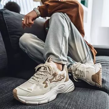 Новые модные мужские осенне-зимние низкие удобные туфли дышащие повседневные кроссовки 39 бежевый/хаки