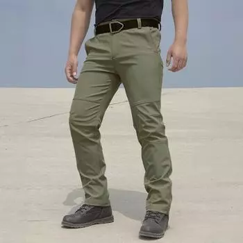 Новые модные мужские повседневные дышащие спортивные брюки, облегающие эластичные брюки для бега с несколькими карманами S чёрный