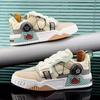 Новые модные мужские повседневные кроссовки, трендовые туфли для скейтборда с вращающейся пряжкой, обувь на плоской подошве с толстой подошвой 39 серый