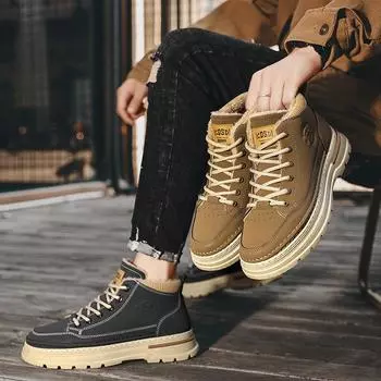 Новые модные мужские повседневные высокие дышащие ботинки Martin для мальчиков и студентов, рабочая обувь, кроссовки Martin для защиты труда 39 чёрный