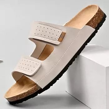 Новые модные мужские сандалии из пробки классические тапочки из пробки мужские летние пляжные сандалии 39 коричневый