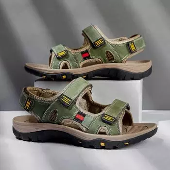 Новые модные мужские сандалии, мужская летняя обувь с открытым носком, уличная пляжная обувь с отверстиями, дышащие сандалии с круглым носком, прогулочная обувь на плоской подошве для отдыха 38 коричневый