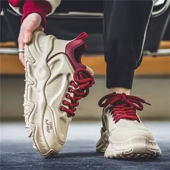 Новые модные мужские туфли Four Seasons Low top Comfortable Shoes Breathable Casual Sneakers 39 красный/бежевый