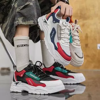 Новые модные мужские туфли Four Seasons Low Top, удобные дышащие повседневные кроссовки 39 красный/чёрный