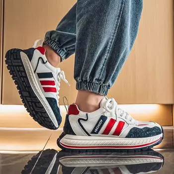 Новые модные мужские туфли Four Seasons Low Top, удобные дышащие повседневные кроссовки 39 белый/красный