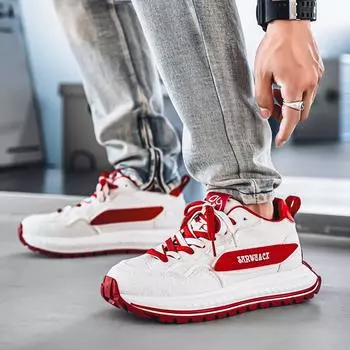 Новые модные мужские туфли Four Seasons Low Top, удобные дышащие повседневные кроссовки 39 красный/белый