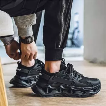 Новые модные мужские туфли Four Seasons Low Top, удобные дышащие повседневные кроссовки 39 чёрный