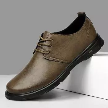 Новые модные мужские туфли из натуральной кожи, классические мужские оксфорды, повседневная обувь на шнуровке, официальная деловая обувь, мягкие свадебные туфли 38 чёрный