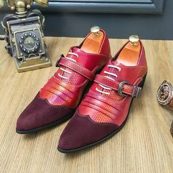 Новые модные мужские туфли на высоком каблуке Honeycomb, кожаные туфли Chelsea для вечеринок, брендовые туфли для выпускного вечера, дизайнерские туфли красного и черного цвета для парикмахера 38 чёрный