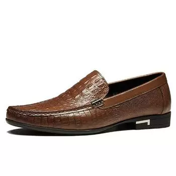 Новые модные мужские туфли с крокодиловым принтом, повседневные туфли из натуральной кожи, черные туфли для вождения, кожаные мужские мокасины на мягкой подошве D101 38 коричневый