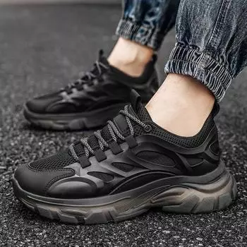 Новые модные мужские удобные кроссовки для бега с мягкой подошвой, студенческие мужские и мальчики, четыре сезона, дышащие повседневные трендовые спортивные кроссовки, большой размер 39-47 39 чёрный