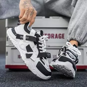 Новые модные мужские весенние и осенние низкие удобные туфли дышащие повседневные кроссовки 39 чёрный/белый