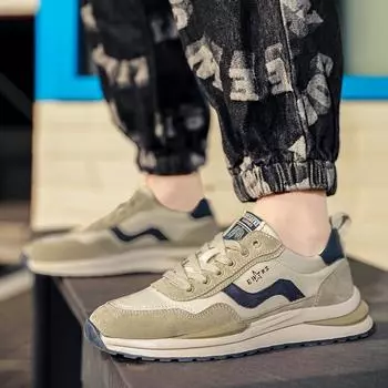 Новые модные мужские весенние и осенние низкие удобные туфли дышащие повседневные кроссовки 39 серый