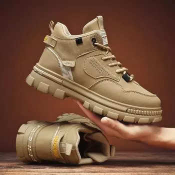 Новые модные мужские высокие дышащие ботинки «Мартинс», рабочая обувь для мальчиков и студентов, кроссовки «Мартин» с охраной труда 39 чёрный