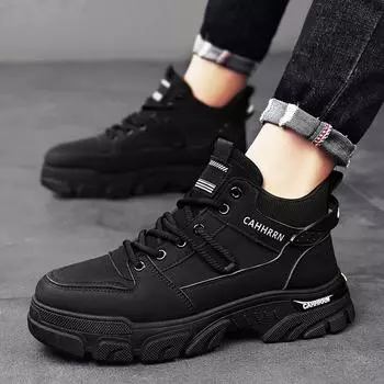 Новые модные мужские высокие дышащие ботинки «Мартинс», рабочая обувь для мальчиков и студентов, кроссовки «Мартин» с охраной труда 39 чёрный